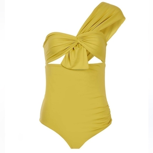 MARYSIA VENICE MAILLOT IN FERN XXS NEW WITH TAGS ONE SHOULDER GREEN/YELLOW SWIM - Picture 1 of 12